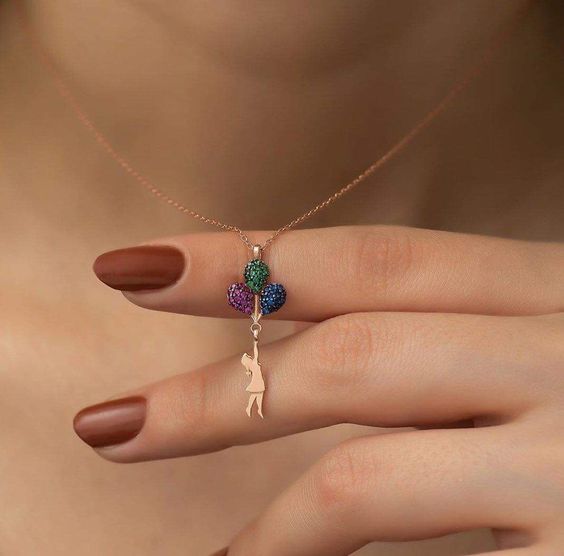 Fly Me High – Artistic Girl Holding Balloons Necklace