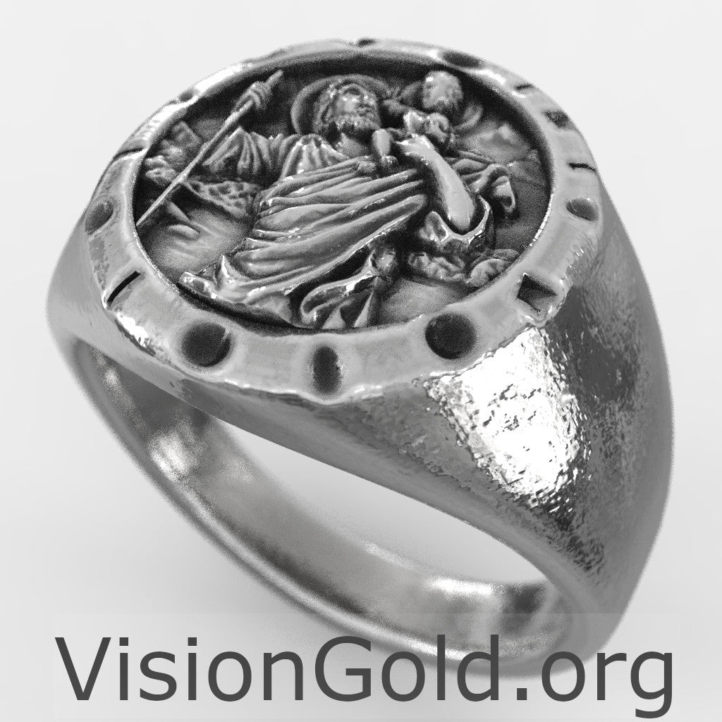 Guardian of Drivers Silver Saint Christopher Ring