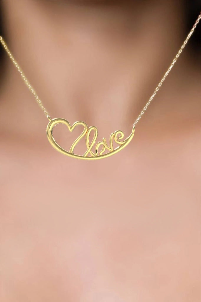 "Love" Script Pendant Necklace
