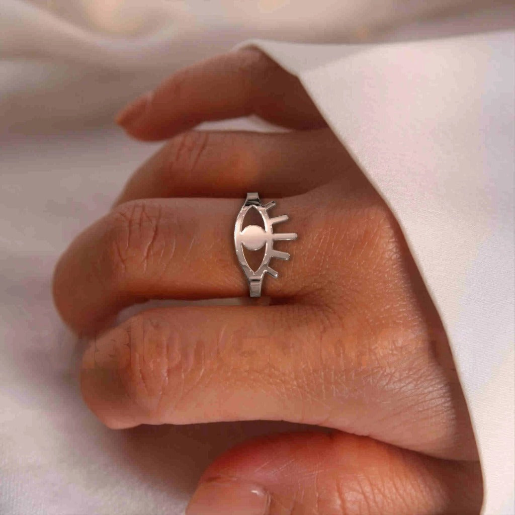 Minimalist Evil Eye Silver Ring