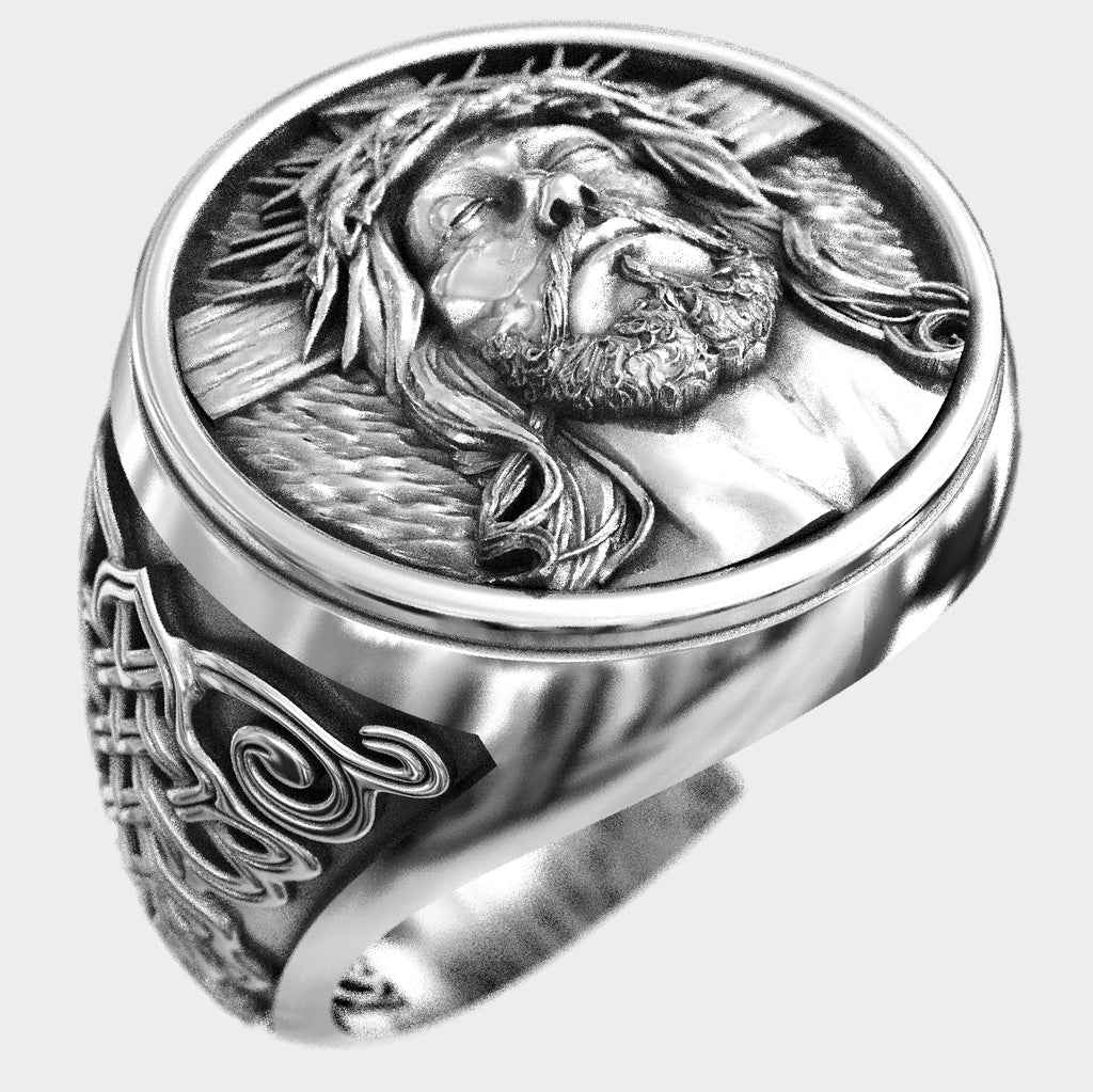 Sacred Spirit Men's Jesus Adjustable Signet Ring