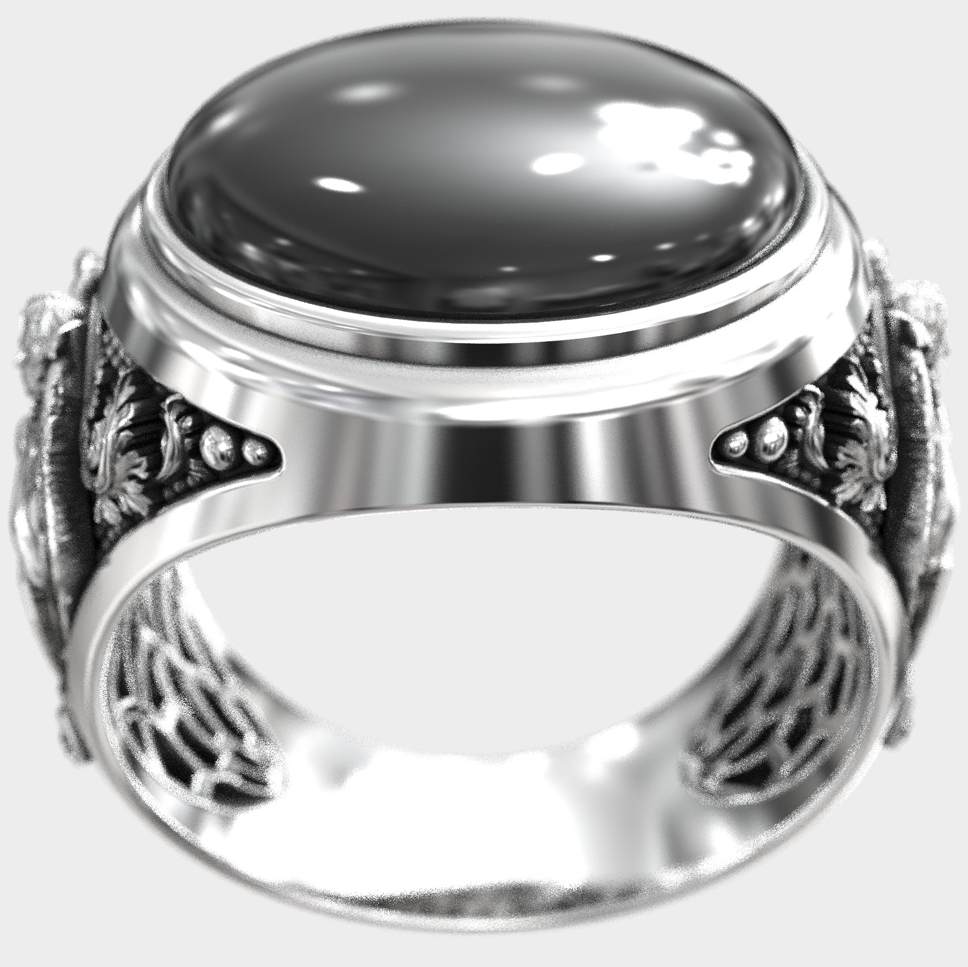 Archangel Michael Guardian Ring - 925 Sterling Silver & Black Onyx