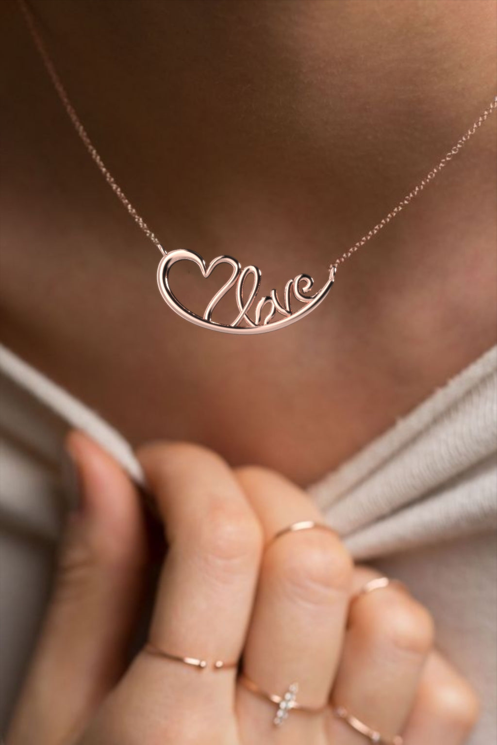 "Love" Script Pendant Necklace