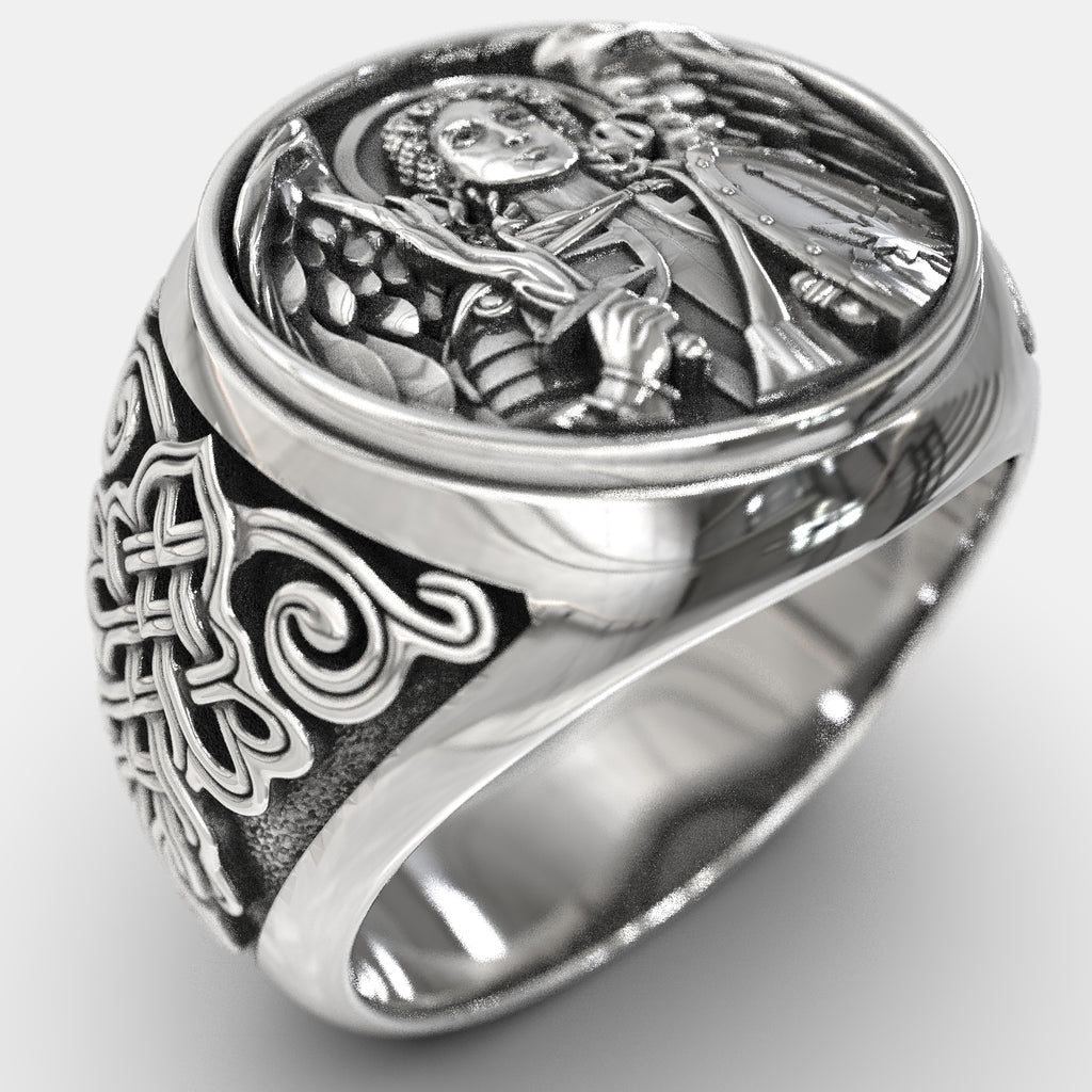 Religious Christian Signet Men's Ring Saint Michael