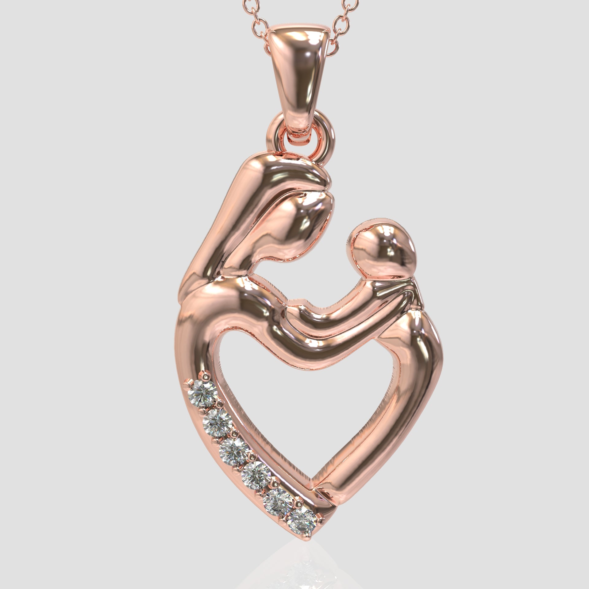 Gift for New Mom – Mother Baby Pendant with Sparkling Zircons