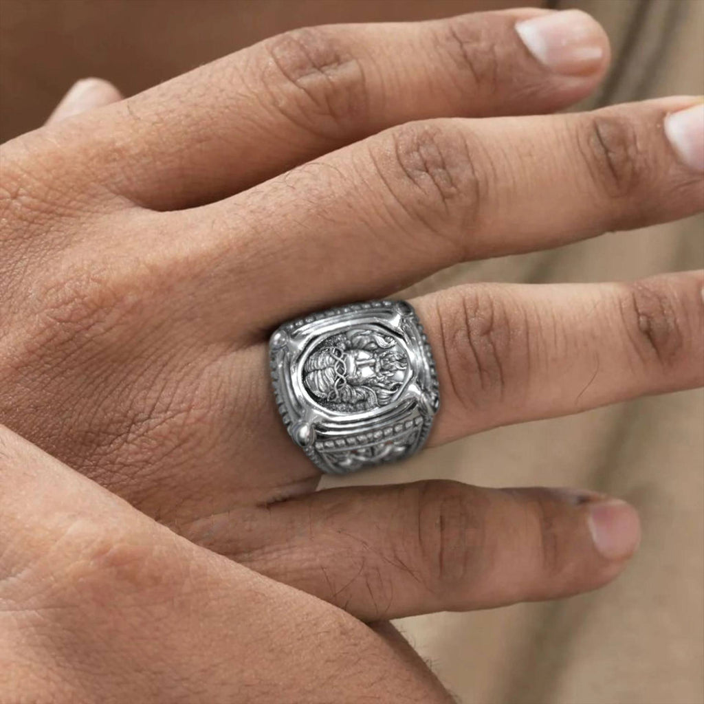 Exquisite Religious Jesus Face 925 Silver Ring