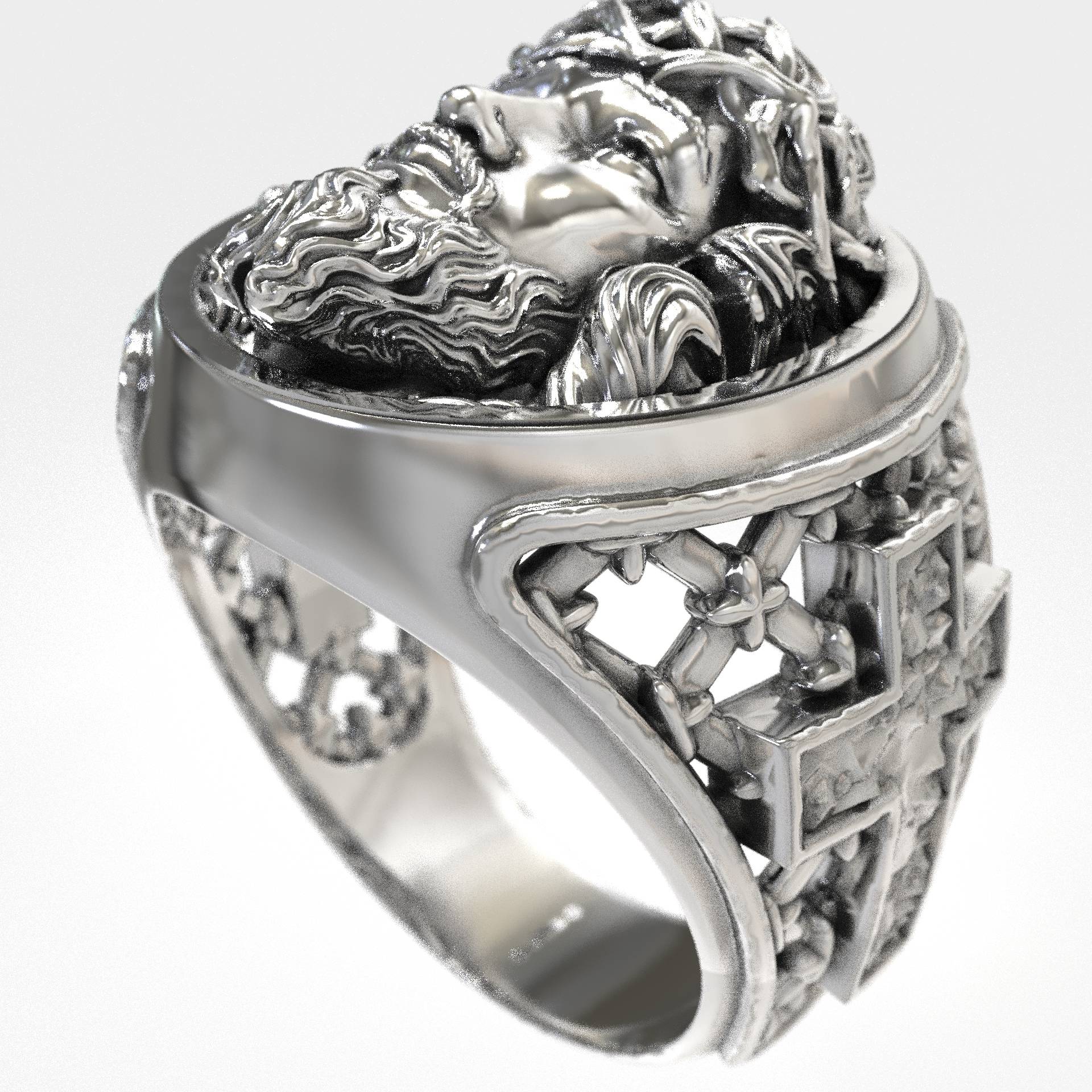 Christian Gift For Men Jesus Christ 925 Silver Ring