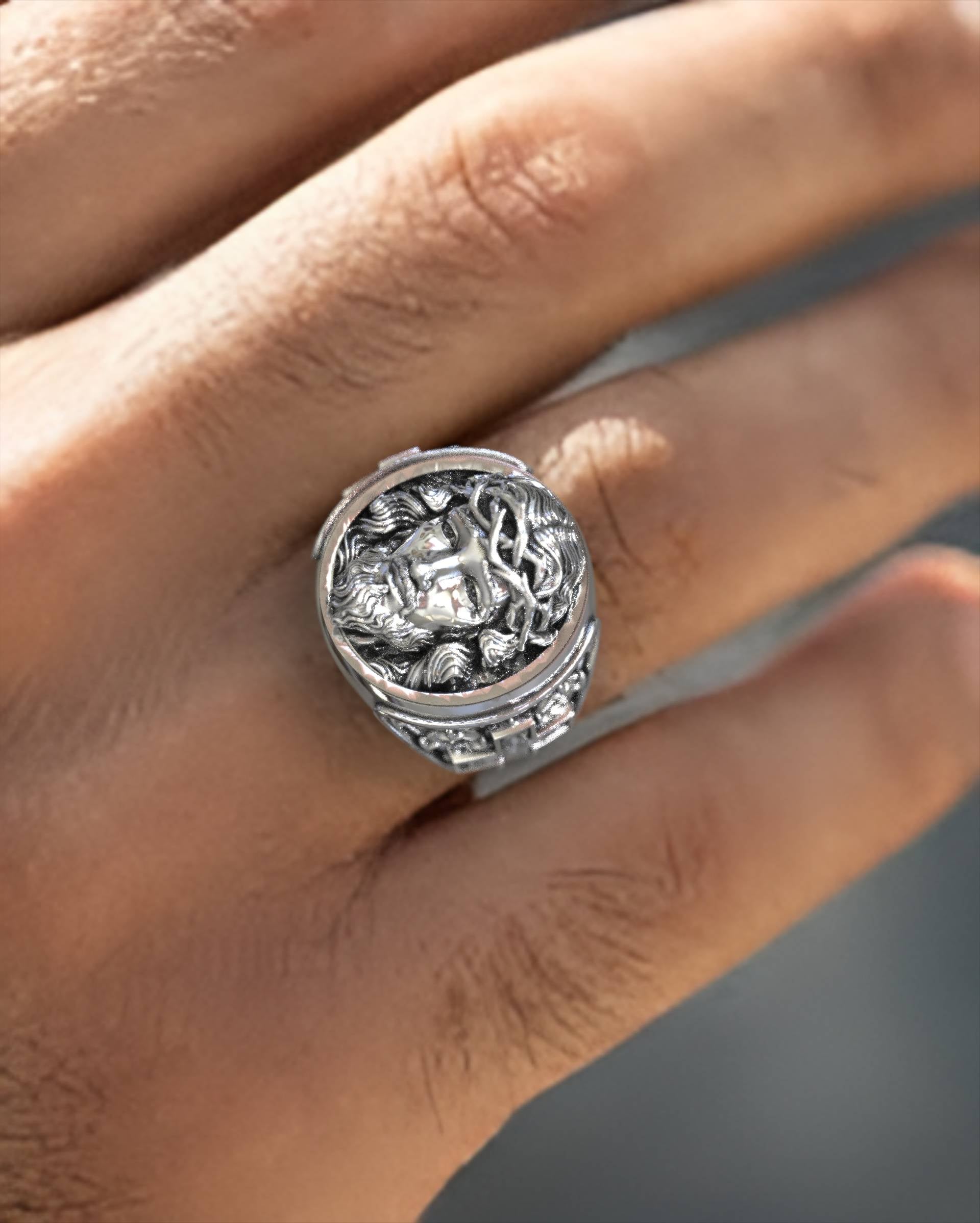 Christian Gift For Men Jesus Christ 925 Silver Ring