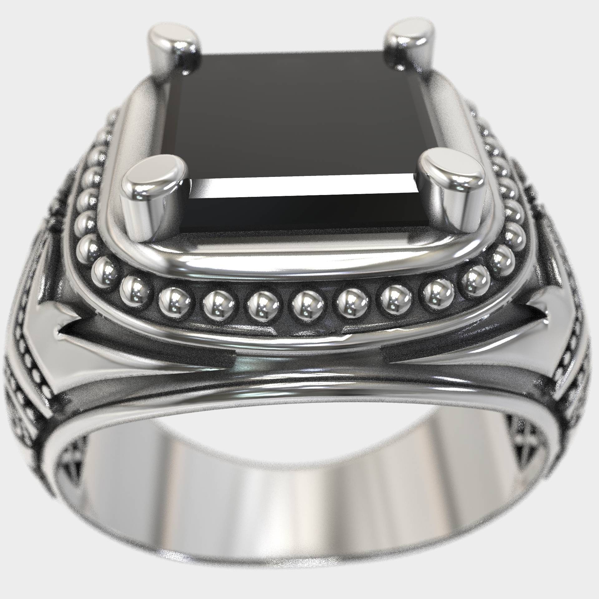 Auffälliger und eleganter Siegelring mit schwarzem Stein