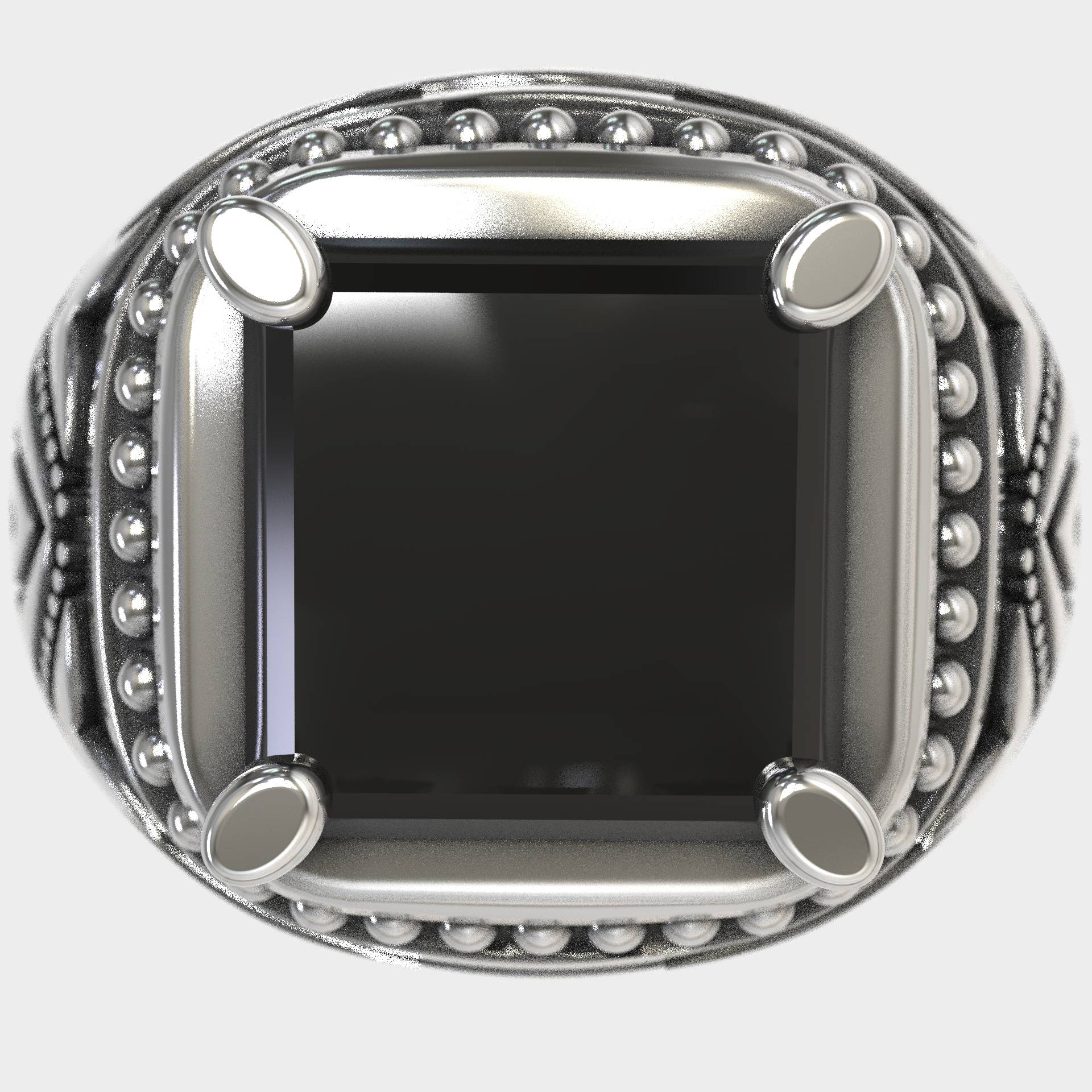 Auffälliger und eleganter Siegelring mit schwarzem Stein