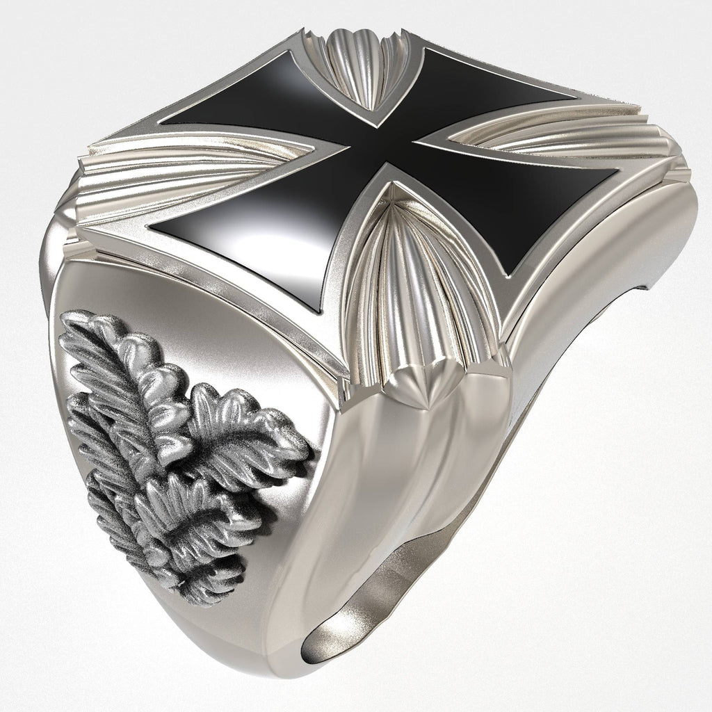 Maltese Mens Biker Signet Cross Ring