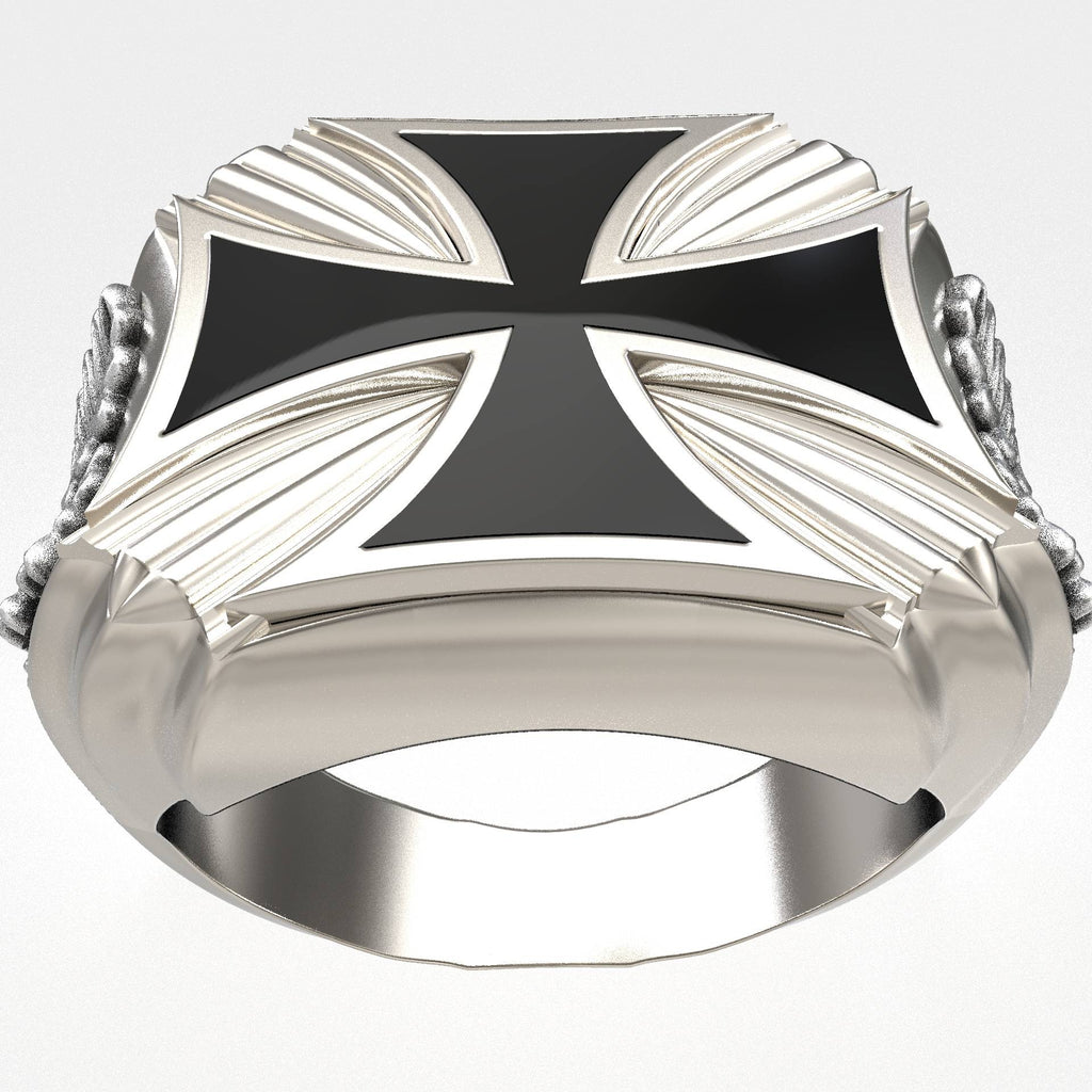 Maltese Mens Biker Signet Cross Ring