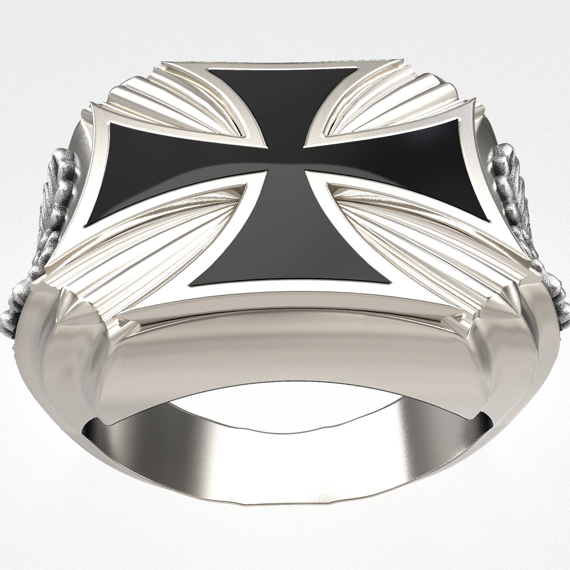 Maltese Mens Biker Signet Cross Ring