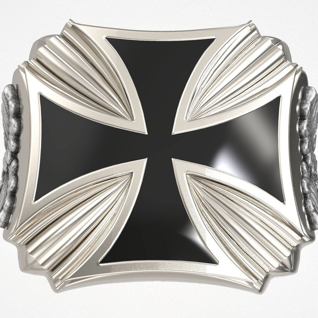 Maltese Mens Biker Signet Cross Ring