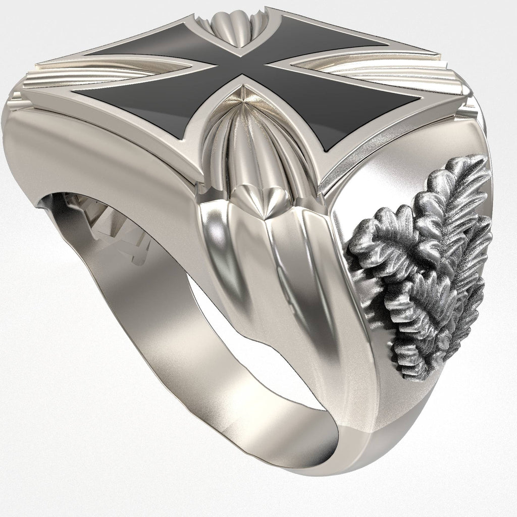 Maltese Mens Biker Signet Cross Ring