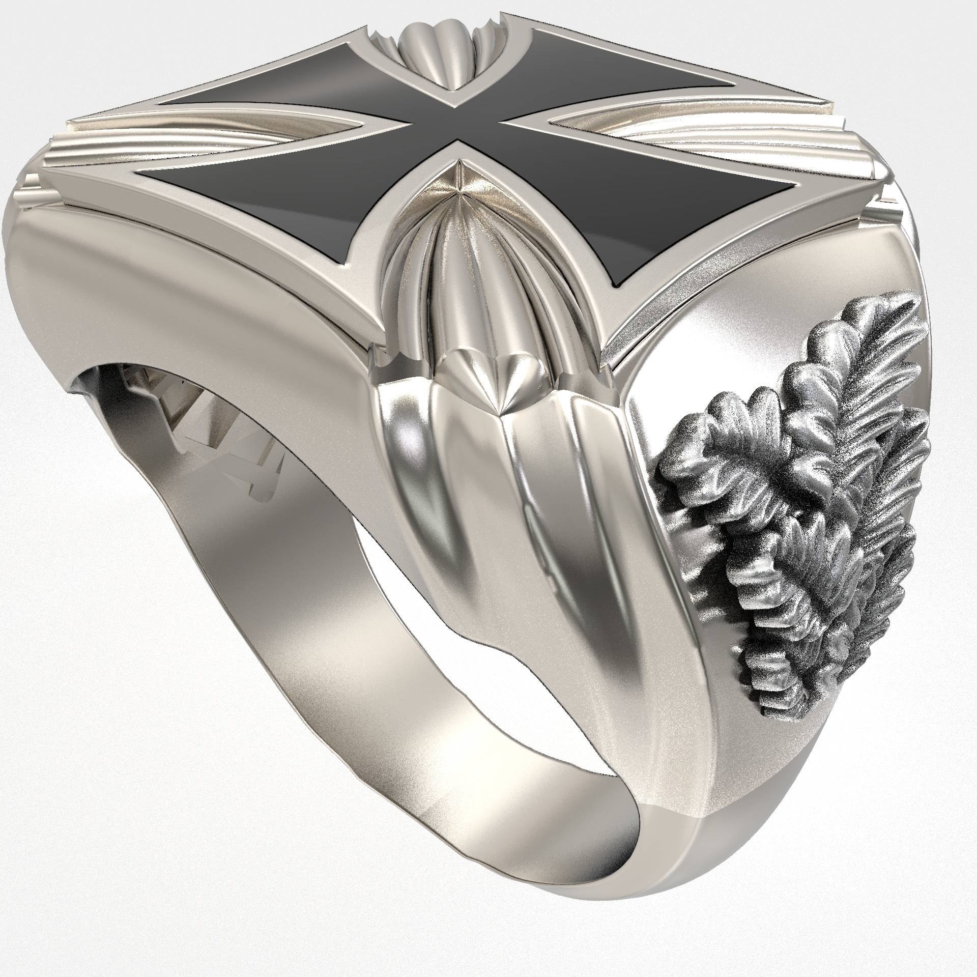 Maltese Mens Biker Signet Cross Ring