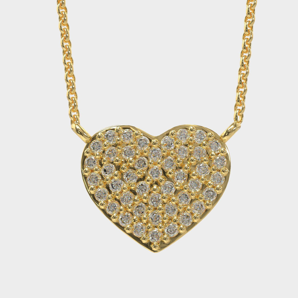 Custom Heart Necklace in Gold Finish & Zircon Stones