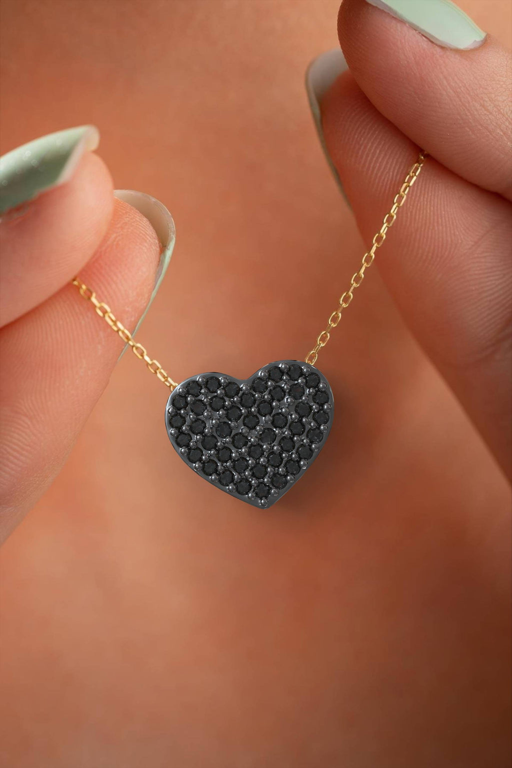 Custom Heart Necklace in Gold Finish & Zircon Stones