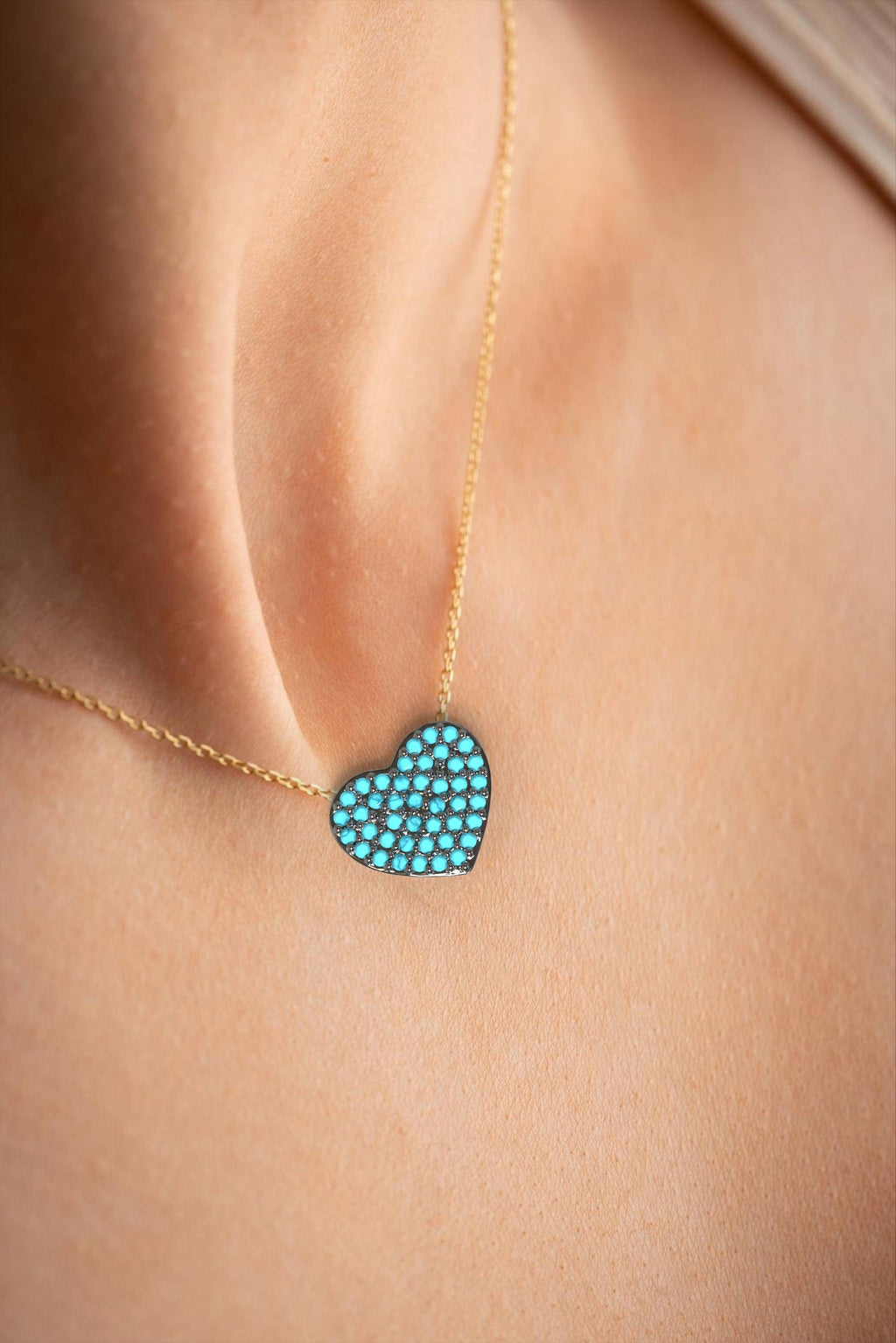 Custom Heart Necklace in Gold Finish & Zircon Stones