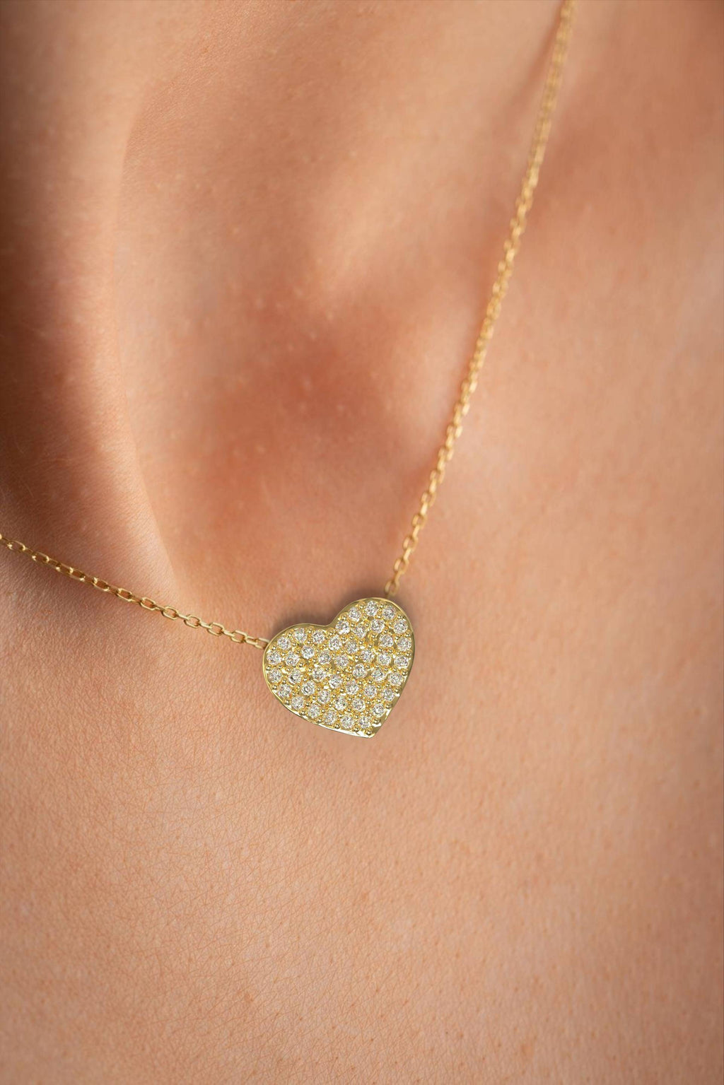 Custom Heart Necklace in Gold Finish & Zircon Stones