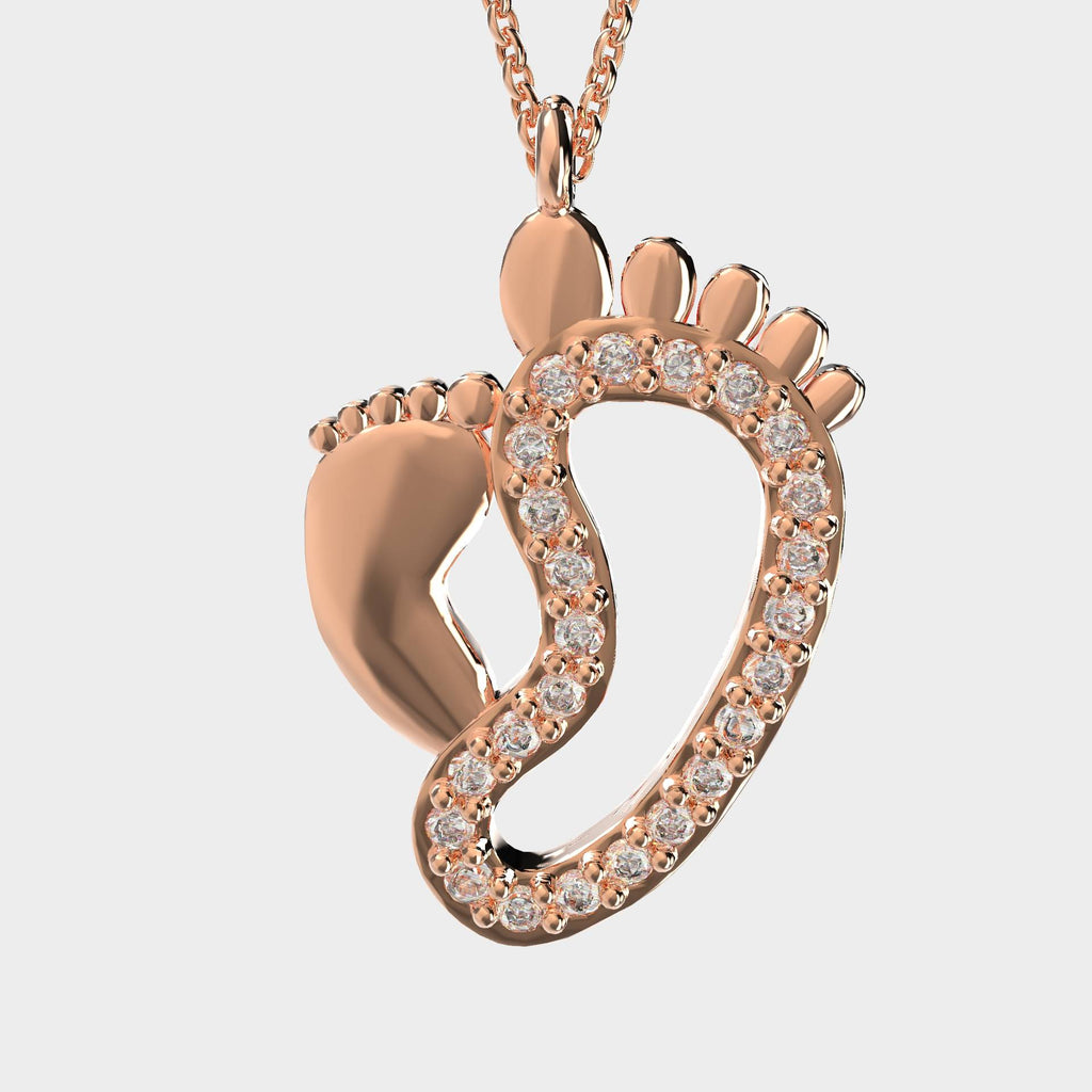 Mom Necklace  Baby Footprint Pendant