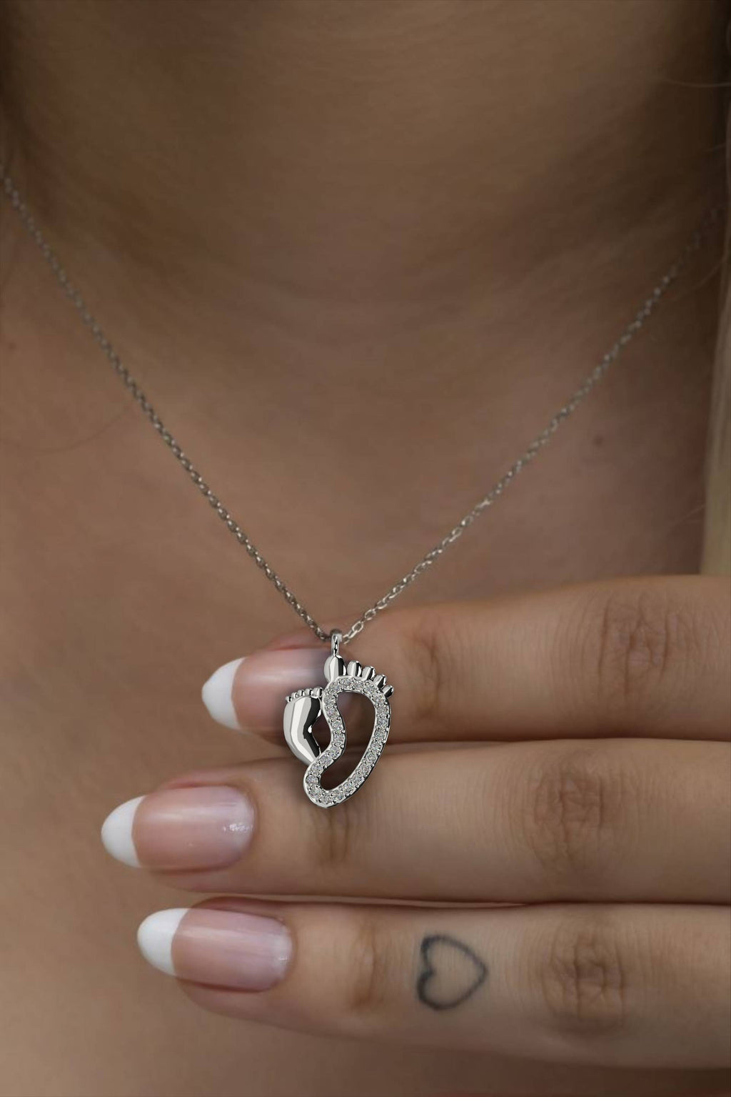 Mom Necklace  Baby Footprint Pendant