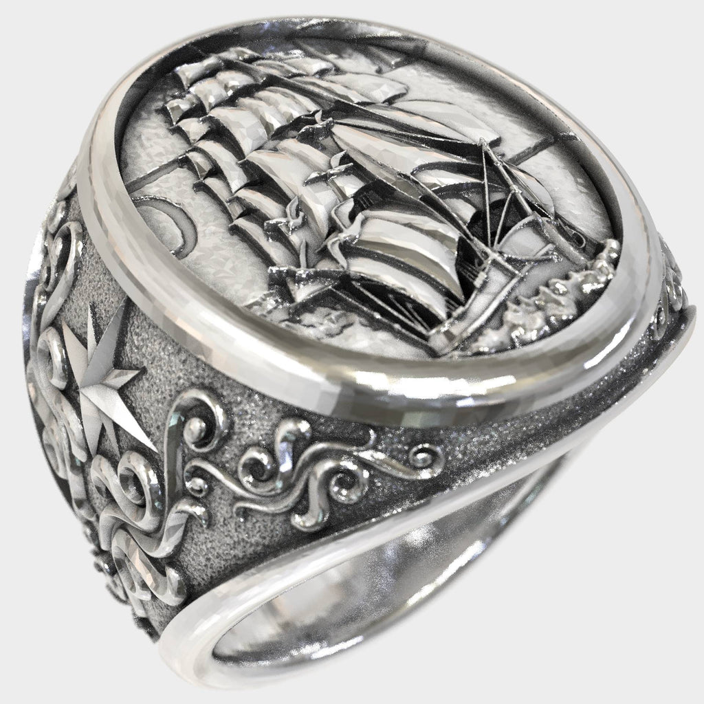 Nautical Ring For men - Sailor Ring - Anchor Ring