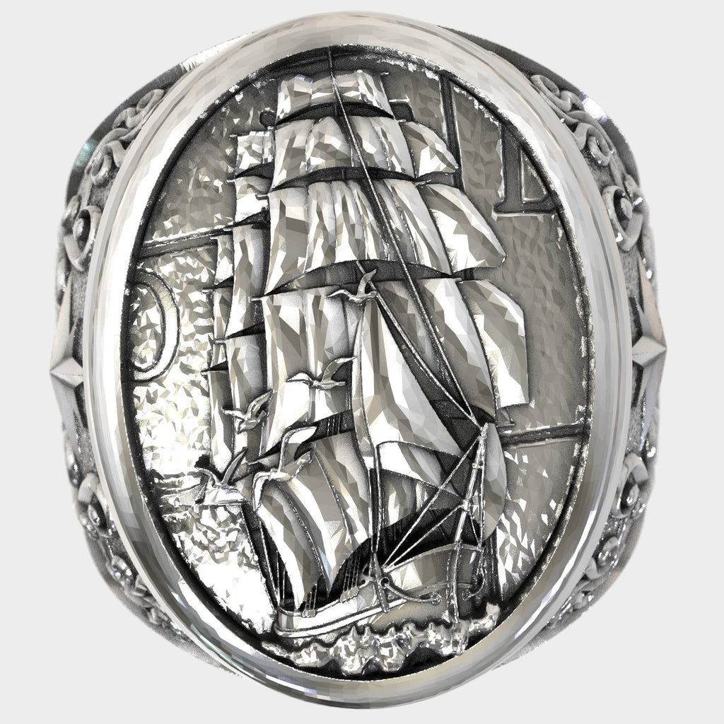 Nautical Ring For men - Sailor Ring - Anchor Ring