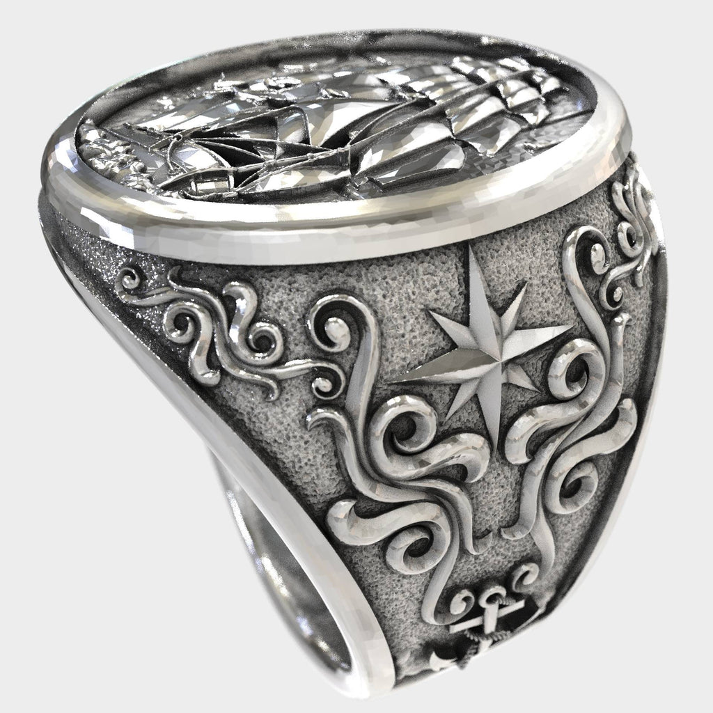 Nautical Ring For men - Sailor Ring - Anchor Ring