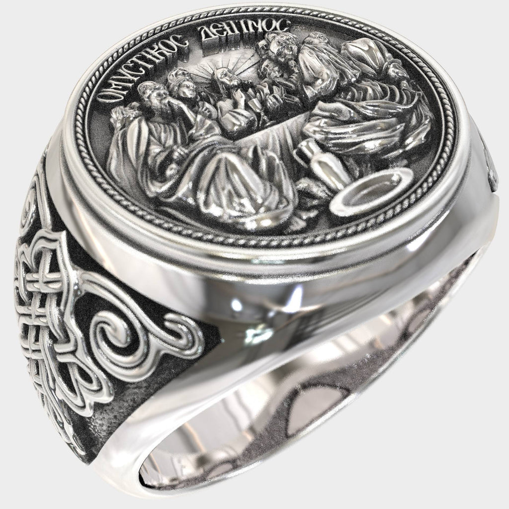 Handcrafted Last Supper Ring - Men's Religious Silver Statement Ring