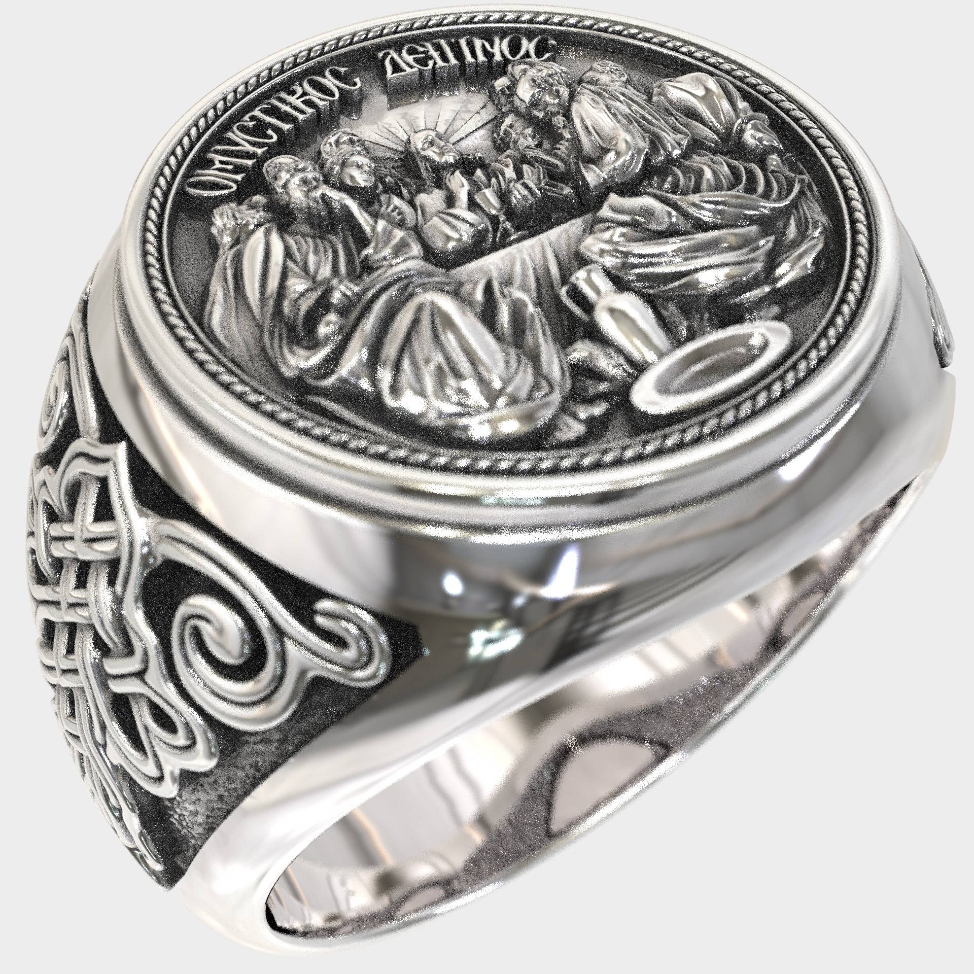 Handcrafted Last Supper Ring - Men's Religious Silver Statement Ring