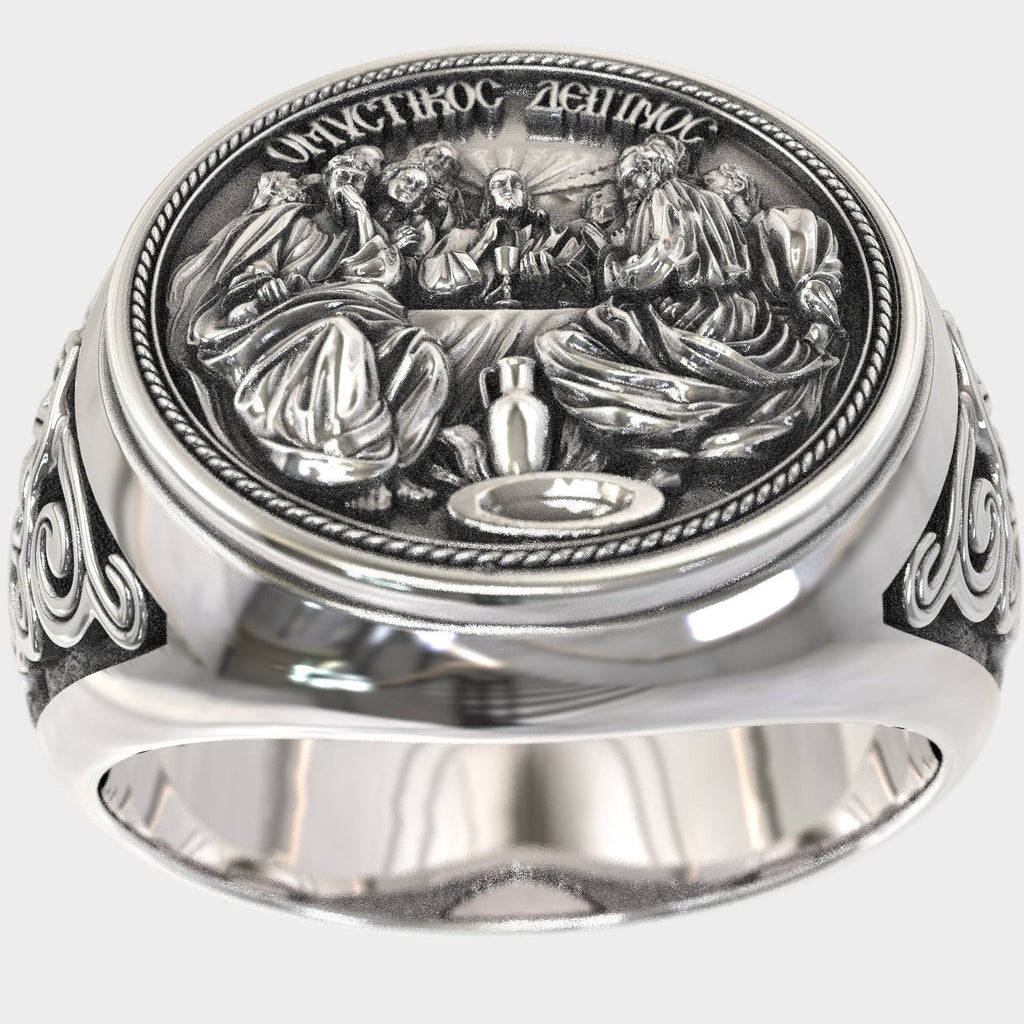 Handcrafted Last Supper Ring - Men's Religious Silver Statement Ring