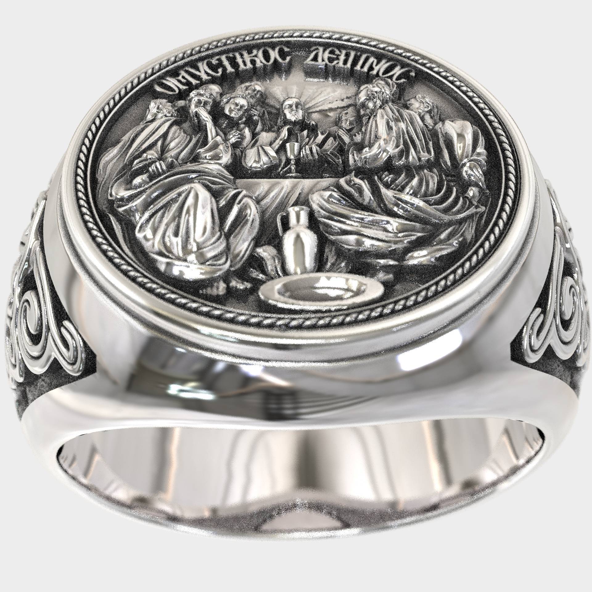 Handcrafted Last Supper Ring - Men's Religious Silver Statement Ring