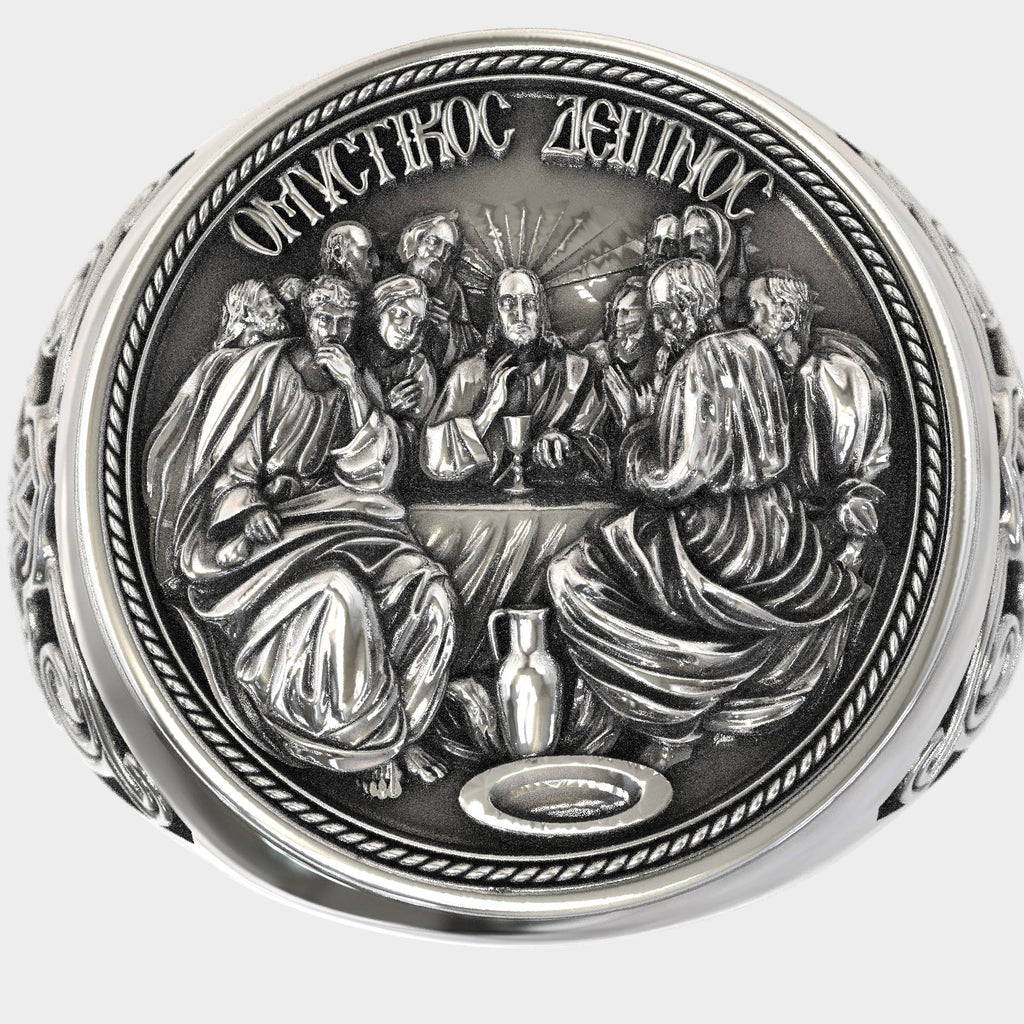 Handcrafted Last Supper Ring - Men's Religious Silver Statement Ring