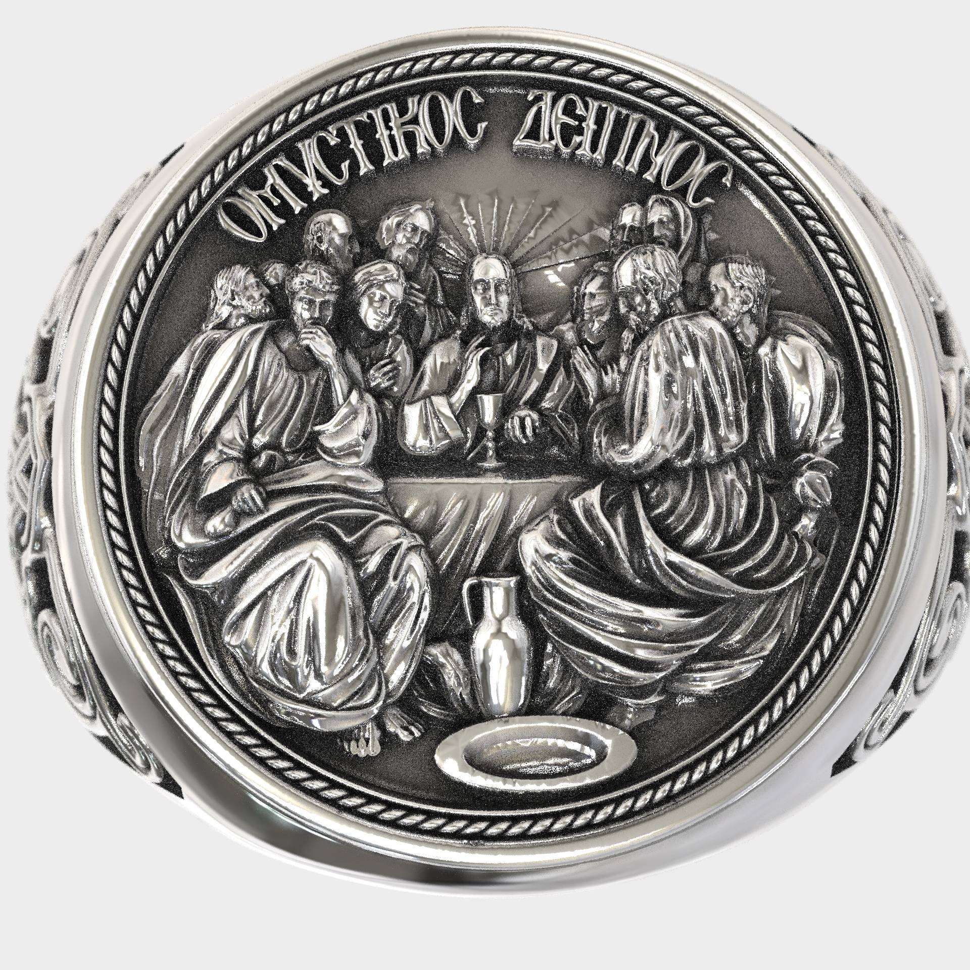 Handcrafted Last Supper Ring - Men's Religious Silver Statement Ring