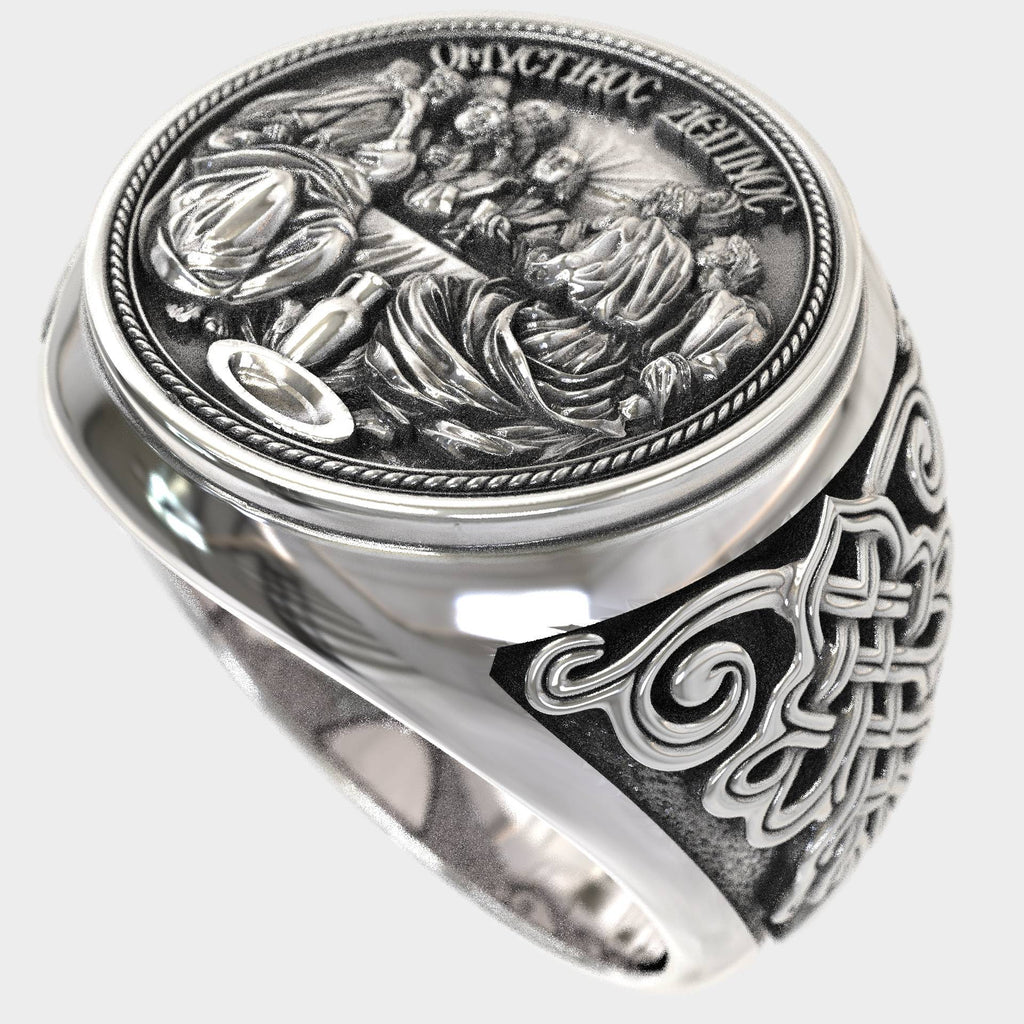 Handcrafted Last Supper Ring - Men's Religious Silver Statement Ring