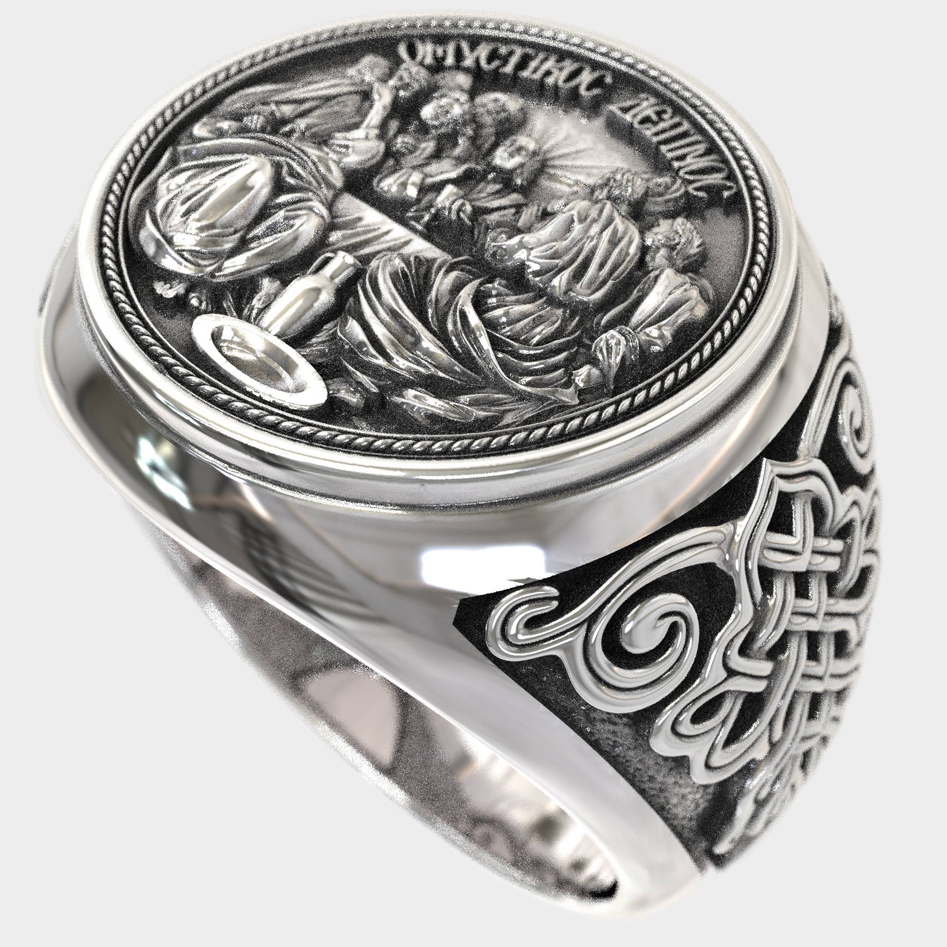 Handcrafted Last Supper Ring - Men's Religious Silver Statement Ring