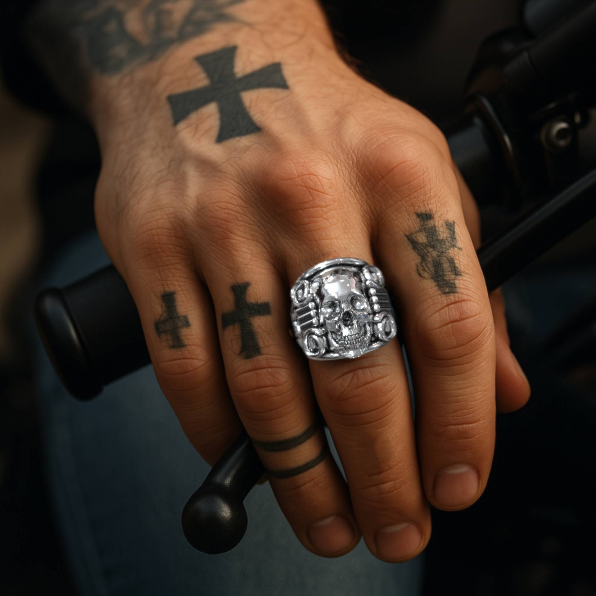 Biker Rocker Heavy Metal Totenkopf Ring