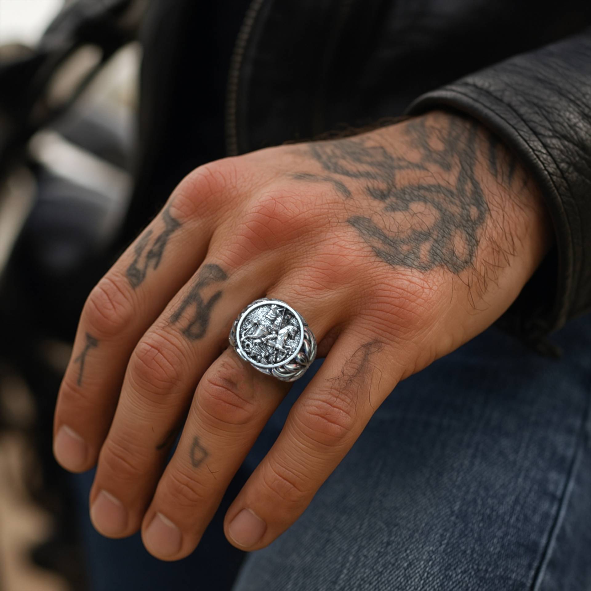 Handcrafted Religious Signet Ring Saint George