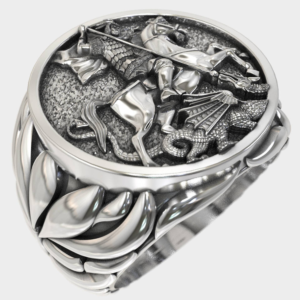 Handcrafted Religious Signet Ring Saint George