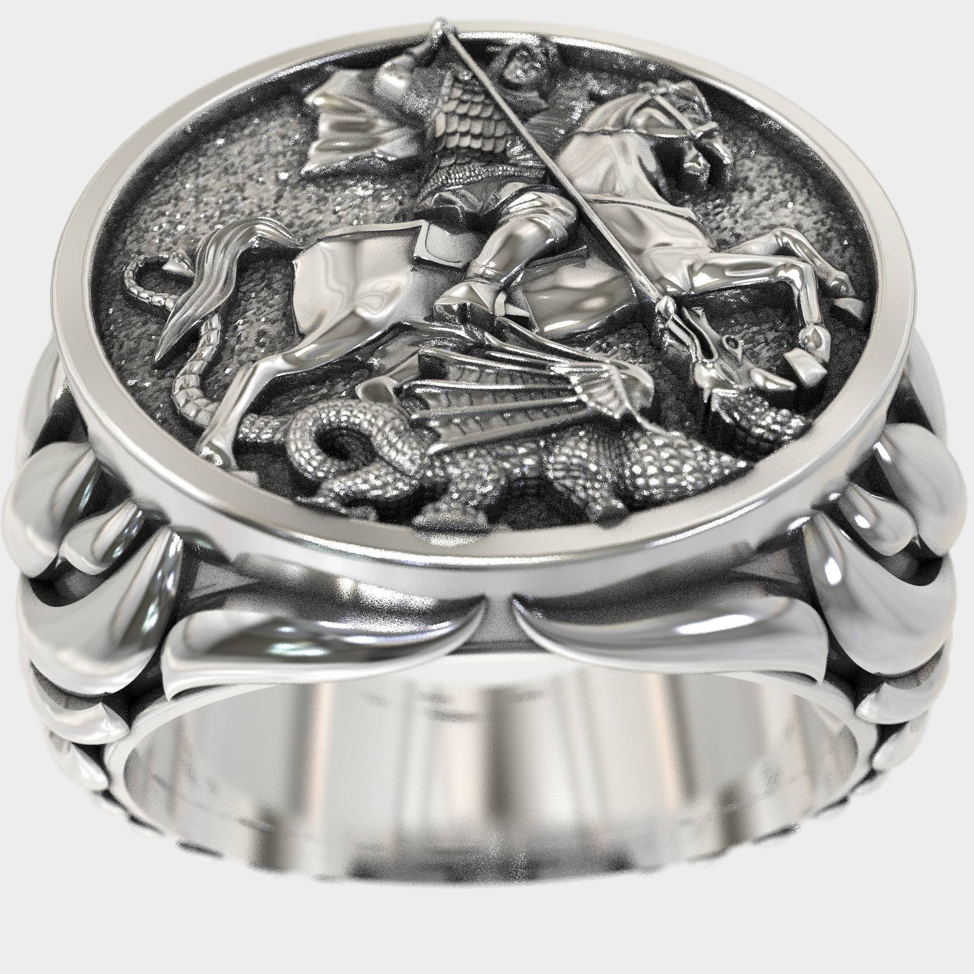 Handcrafted Religious Signet Ring Saint George