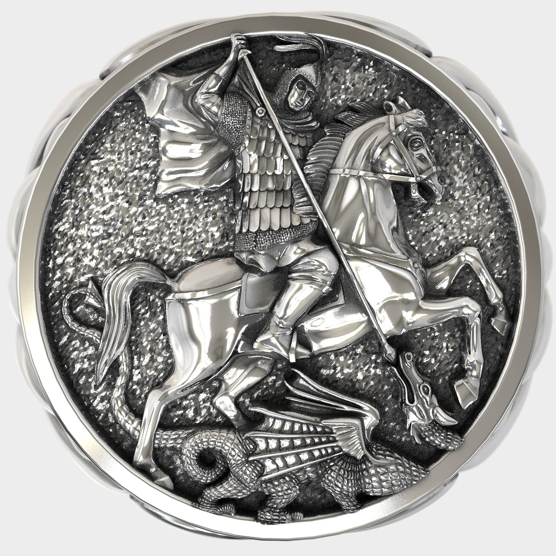 Handcrafted Religious Signet Ring Saint George