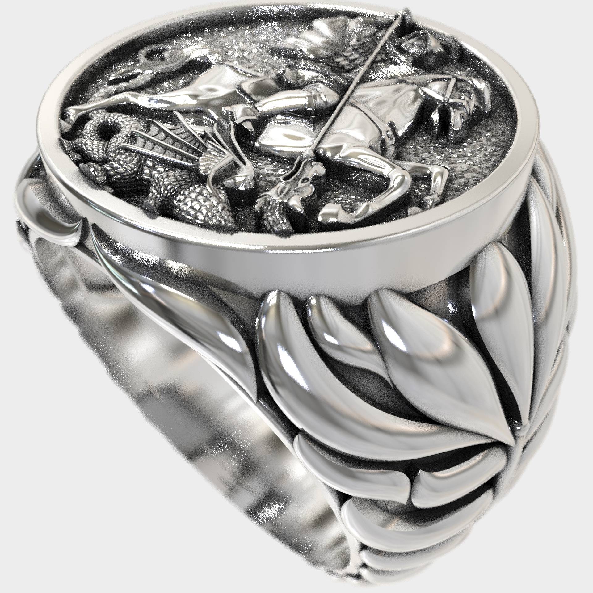 Handcrafted Religious Signet Ring Saint George