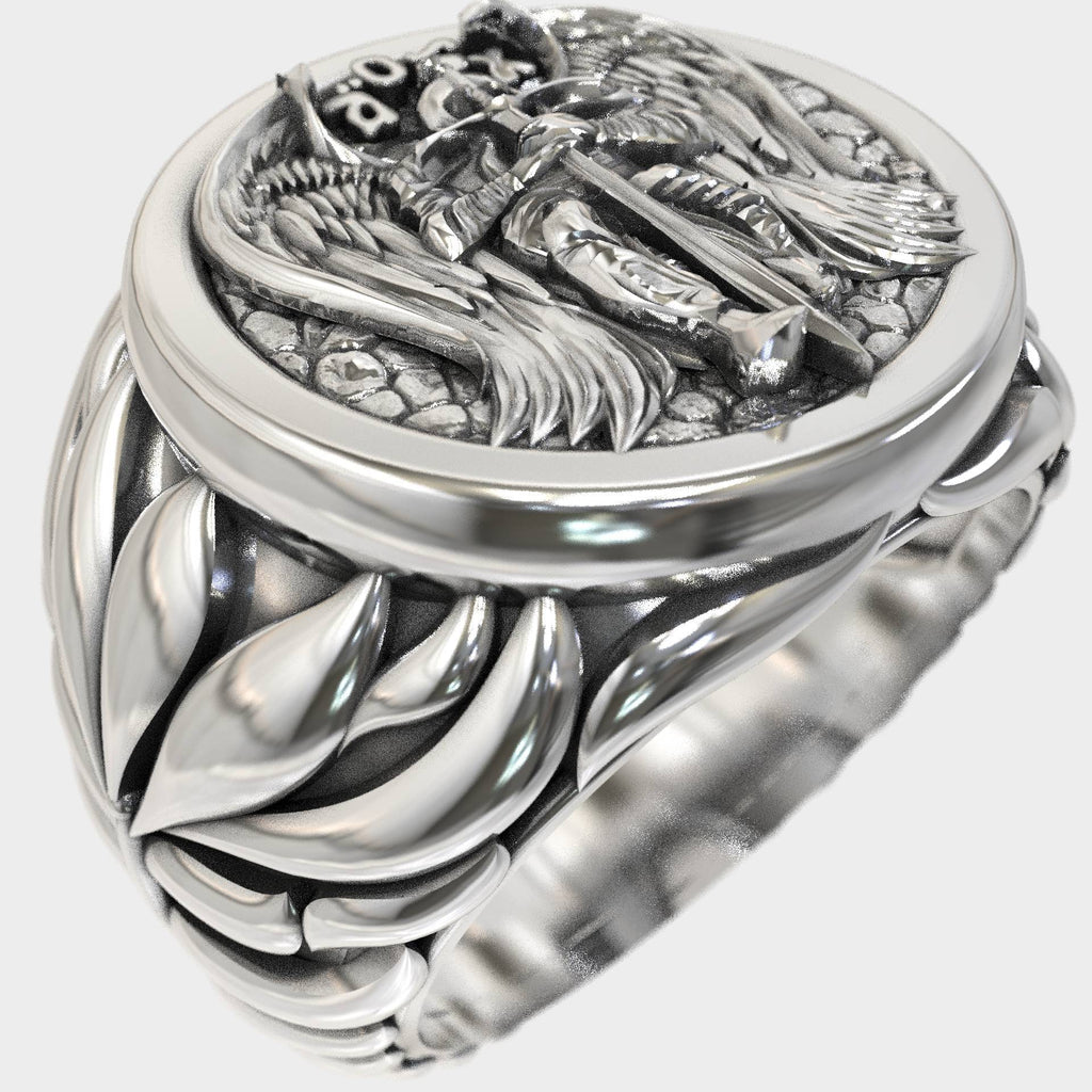 Divine Protector Archangel Saint Michael Signet Ring