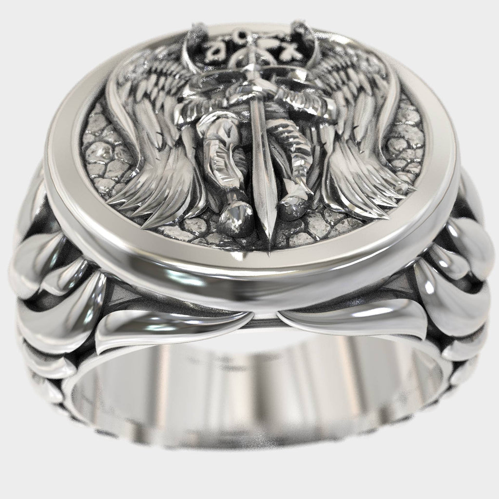 Divine Protector Archangel Saint Michael Signet Ring