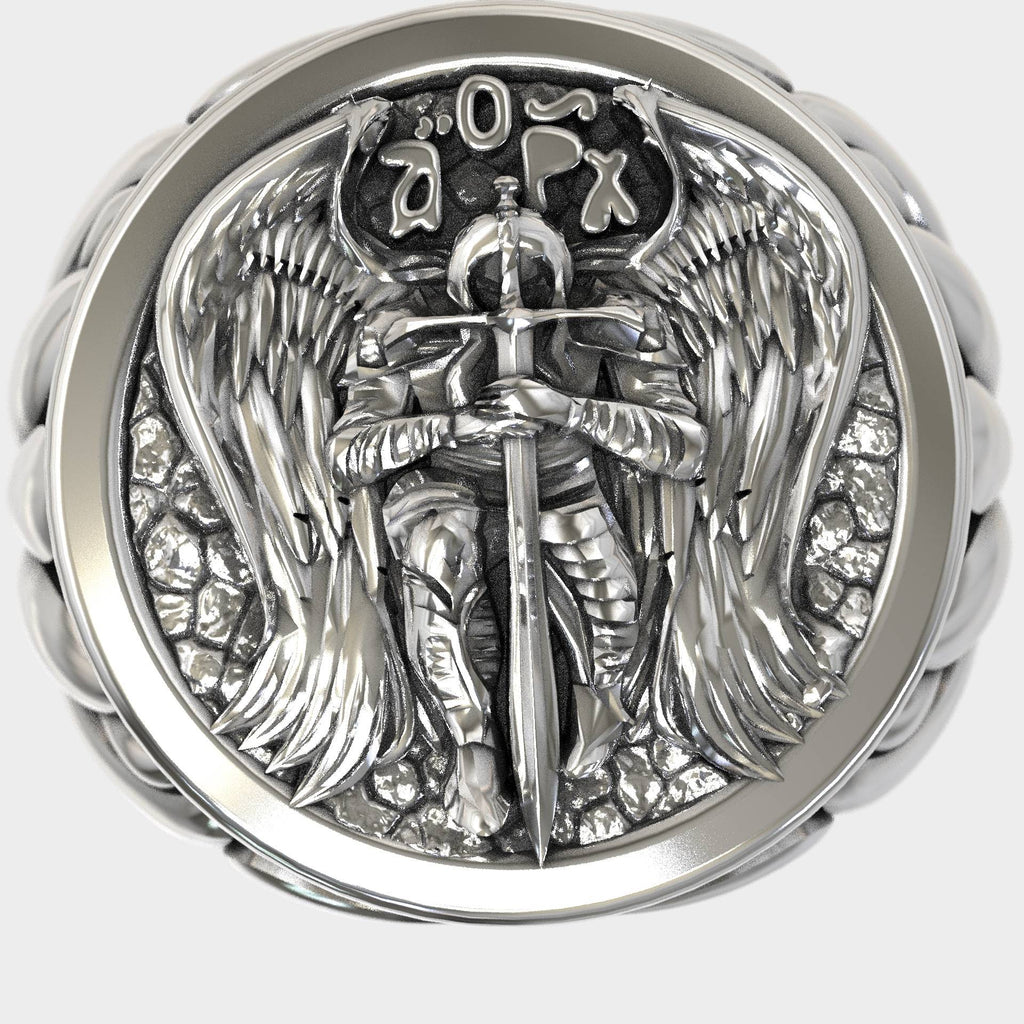 Divine Protector Archangel Saint Michael Signet Ring