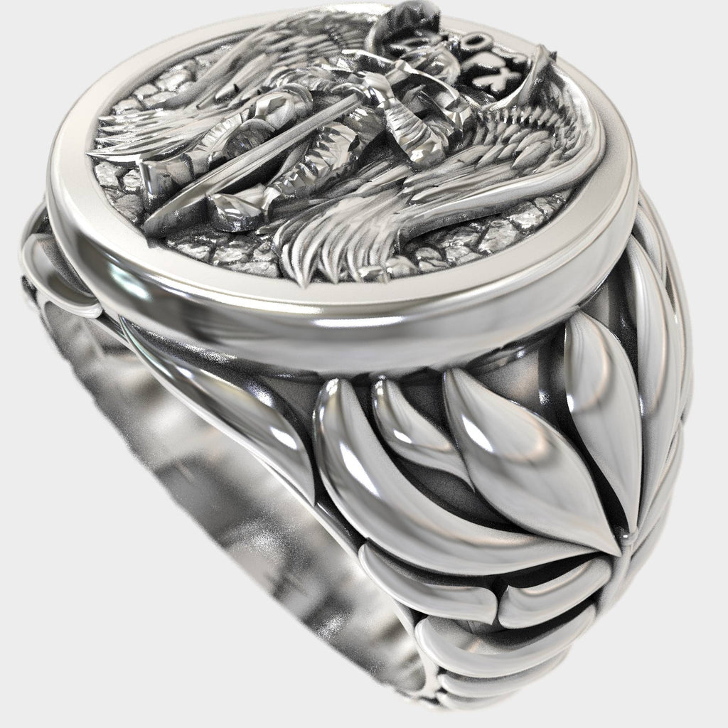 Divine Protector Archangel Saint Michael Signet Ring