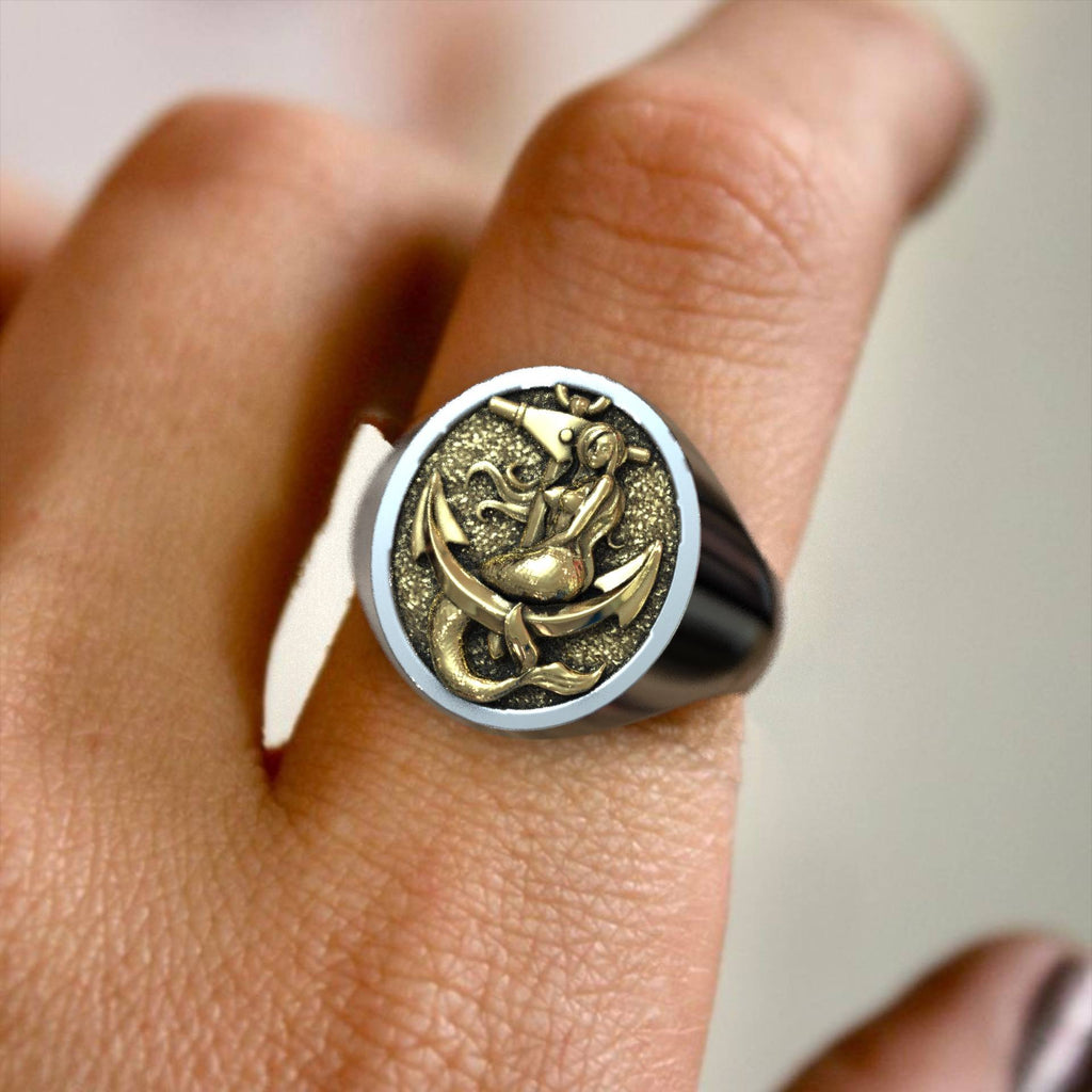 Premium Nautical Sterling Signet Ring