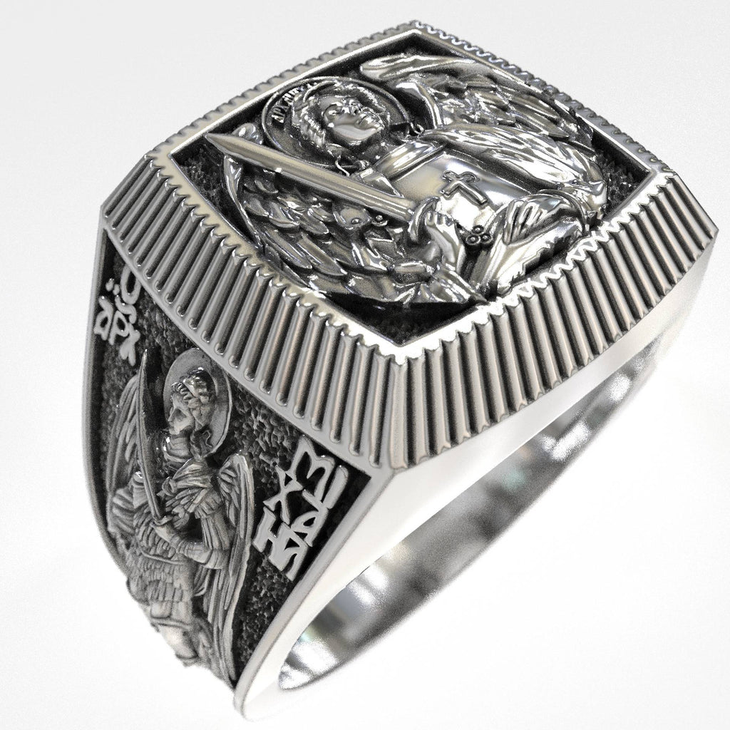 Christian Saint Michael the Archangel Signet Ring