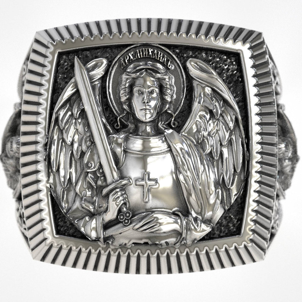 Christian Saint Michael the Archangel Signet Ring
